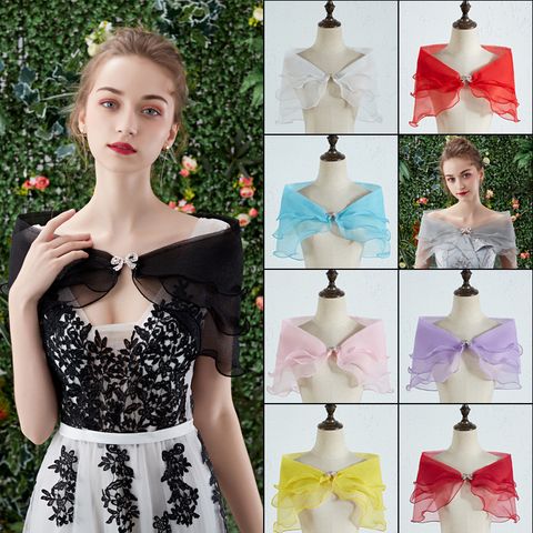 Women's Sweet Solid Color Bow Knot Polyester Shawl