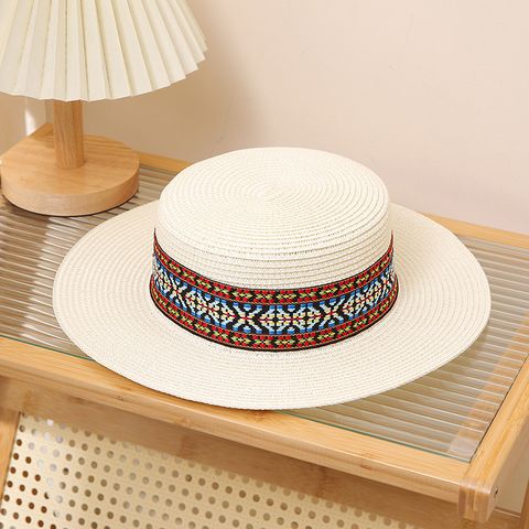 Unisex IG Style Geometric Flat Eaves Straw Hat