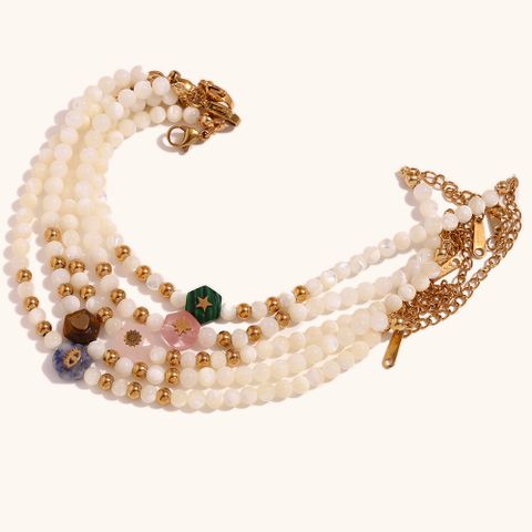 Einfacher Stil Geometrisch Rostfreier Stahl Künstliche Perle Ein Naturstein Perlen Überzug Frau Armbänder