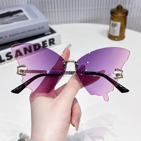 Elegant Fashion Butterfly Pc Butterfly Frame Frameless Women's Sunglasses