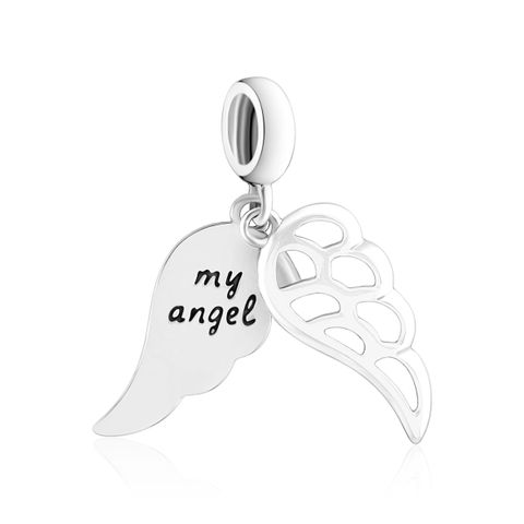 1 Piece Sterling Silver Rhodium Plated Irregular Wings Polished Pendant