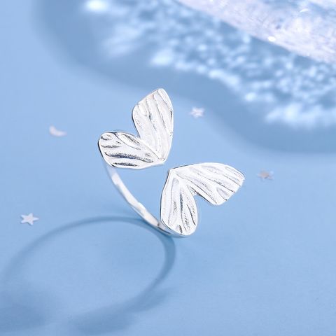 Sterling Silver Simple Style Butterfly Plating Open Rings