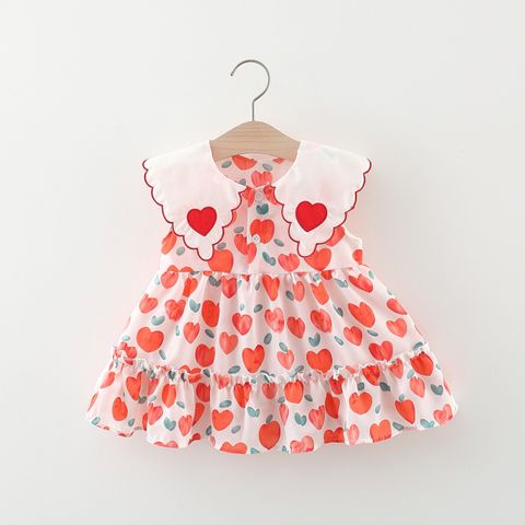 Princess Cartoon Heart Shape Cotton Girls Dresses