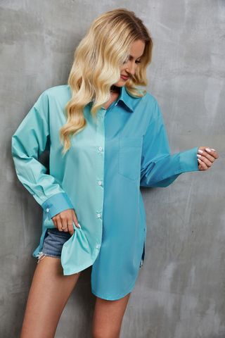 Women's Blouse Long Sleeve Blouses Casual Classic Style Color Block
