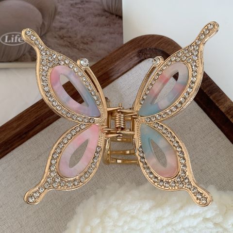 IG Style Shiny Butterfly Alloy Hollow Out Inlay Rhinestones Hair Claws 1 Piece