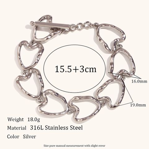 Simple Style Heart Shape Stainless Steel Titanium Steel Hollow Out Bracelets Necklace 1 Piece