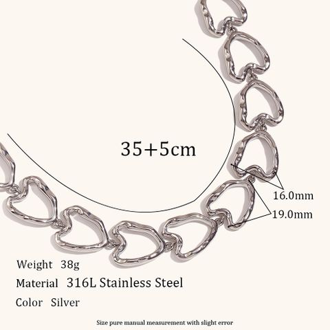 Simple Style Heart Shape Stainless Steel Titanium Steel Hollow Out Bracelets Necklace 1 Piece