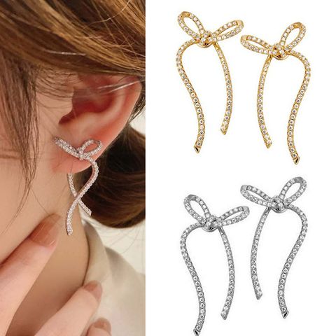 3 Pieces 3 Pairs Sweet Bow Knot Plating Alloy Ear Studs