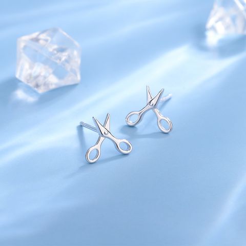 1 Pair Casual Scissors Bow Knot Plating Sterling Silver Ear Studs