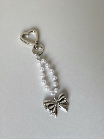 Sweet Bow Knot Alloy Pearl Bag Pendant Mobile Phone Chain Keychain