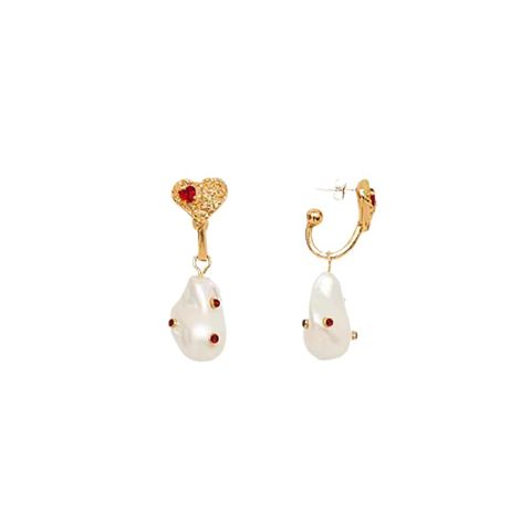 1 Pair Elegant Simple Style Heart Shape Imitation Pearl Drop Earrings