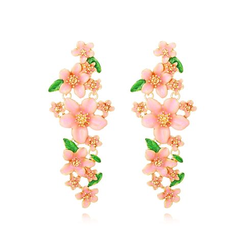 1 Pair Casual Sweet Flower Enamel Zinc Alloy Drop Earrings