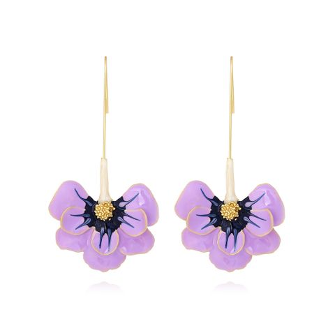 1 Pair Sweet Flower Enamel Zinc Alloy Drop Earrings
