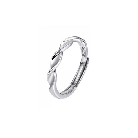 Sterling Silver Romantic Flower Polishing Inlay Zircon Adjustable Ring