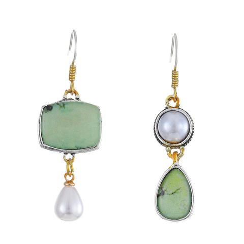 1 Pair Vintage Style Simple Style Water Droplets Inlay Alloy Pearl Dangling Earrings