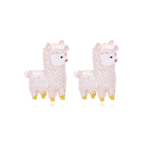 1 Pair Cute Alpaca Enamel Alloy Ear Studs