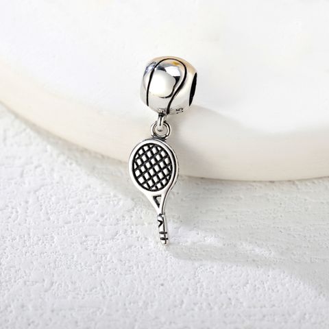 1 Piece 6.9 * Mm Sterling Silver Rhodium Plated Tennis Racket Polished Pendant