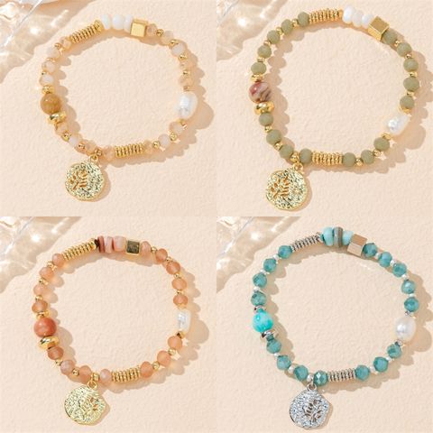 IG Style Leaf Artificial Crystal Alloy Beaded Plating Women's Bracelets