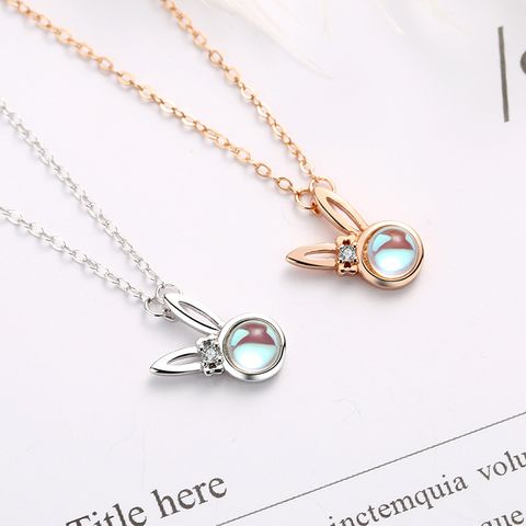 Sterling Silver Sweet Rabbit Diamond Pendant Necklace