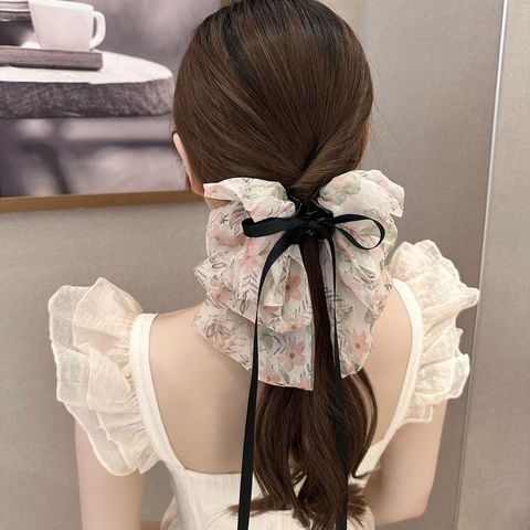 Women's Japanese Style Sweet Bow Knot Cloth Floral Hair Claws