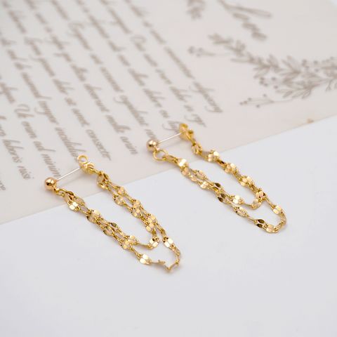 1 Pair Casual Simple Style Solid Color Handmade 304 Stainless Steel Titanium Steel Gold Plated