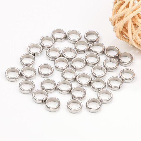 50 PCS/Package 7.5 * 2.5mm Stainless Steel Solid Color Polished Broken Ring