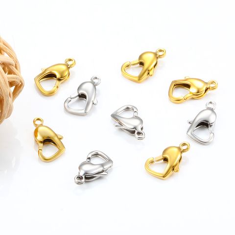 10 PCS/Package Stainless Steel Heart Shape Lobster Clasp