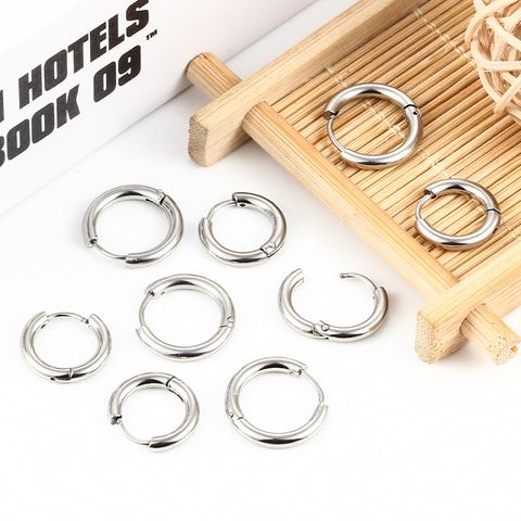 10 PCS/Package Diameter 15mm Diameter 17mm Diameter 19mm Stainless Steel Geometric Hook Earring Findings