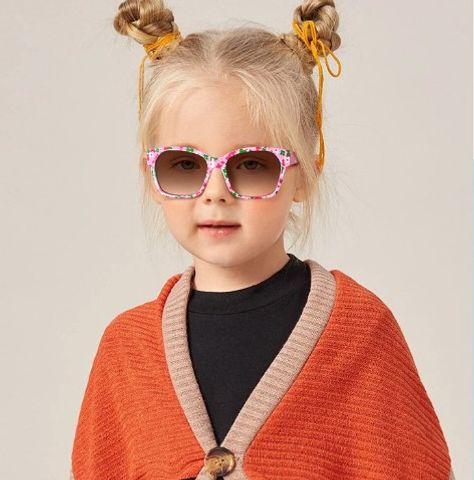 Cute Sweet Ditsy Floral Pc Square Full Frame Kids Sunglasses