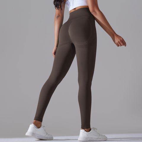 Modern Style Simple Style Solid Color Nylon Cotton Blend Active Bottoms Leggings