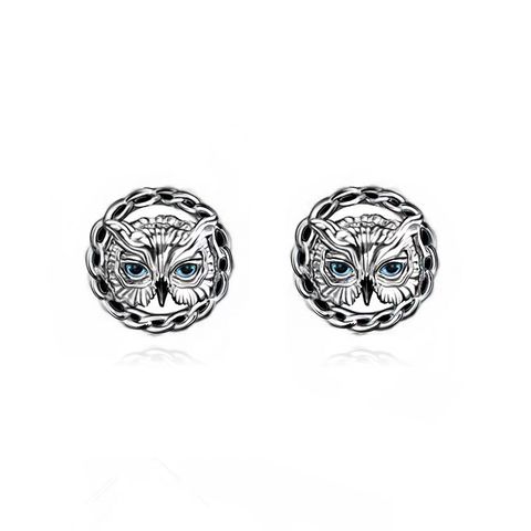 1 Pair IG Style Owl Plating Copper Palladium-Plated White K Ear Studs