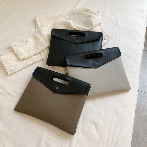 Black Grey Brown Pu Leather Color Block Clutches