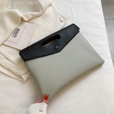 Black Grey Brown Pu Leather Color Block Clutches