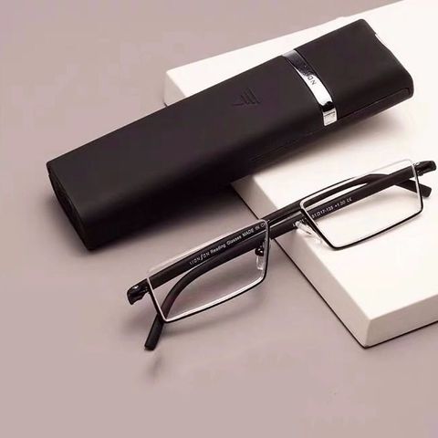 Simple Style Solid Color Resin Square Half Frame Optical Glasses