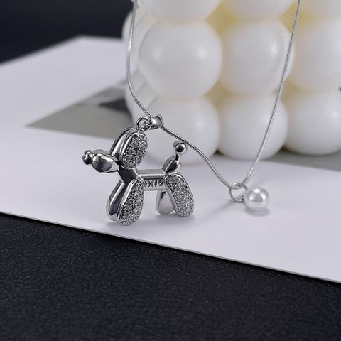 Wholesale Simple Style Dog Stainless Steel Copper Layered Pendant Necklace