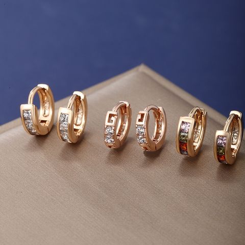 1 Paar XUPING Einfacher Stil Geometrisch Überzug Inlay Legierung Kupferlegierung Künstliche Edelsteine 18 Karat Vergoldet Ohrringe