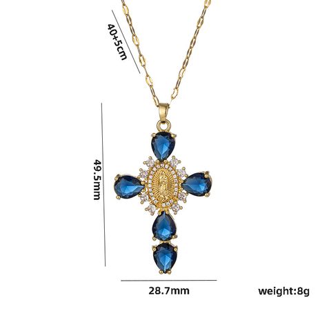 Titanium Steel Elegant Cross Plating Pendant Necklace