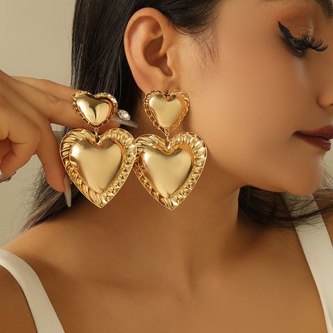 1 Pair Sweet Simple Style Heart Shape Iron Drop Earrings
