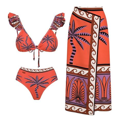 Women's Tropical 3 Pieces Set Bikinis Swimwear