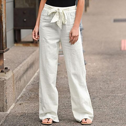 Women's Daily Street Casual Solid Color Full Length Casual Pants Wide Leg Pants