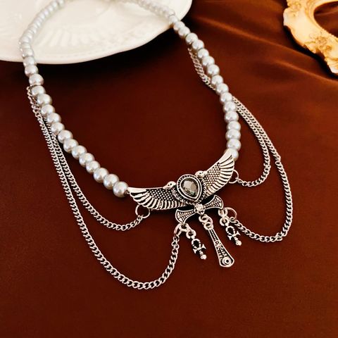 Elegant Retro Cross Eagle Alloy Plating Women's Layered Necklaces