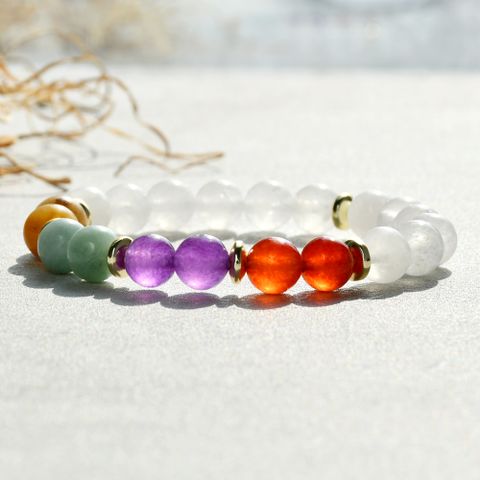 Casual Simple Style Round Artificial Gemstones Artificial Crystal Beaded Handmade Women's Bracelets