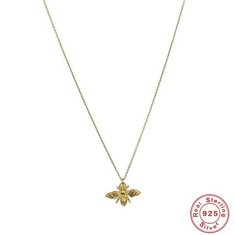 Sterling Silver Simple Style Bee Plating Pendant Necklace