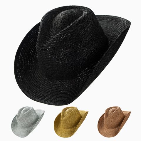 Women's Casual Modern Style Shiny Solid Color Crimping Big Eaves Straw Hat