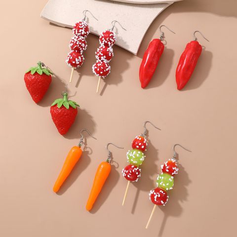 1 Pair Cute Sugar Gourd Carrot Strawberry Plastic Ear Hook