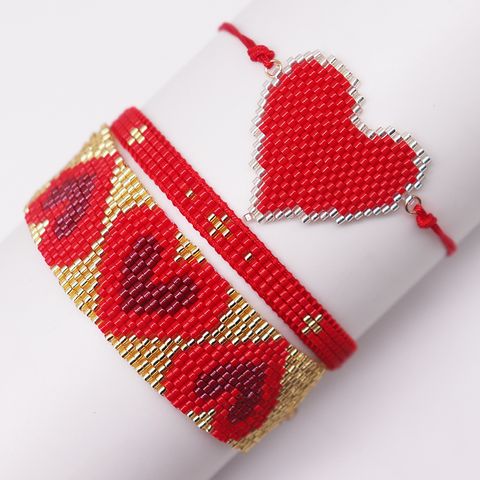 IG Style Heart Shape Glass Knitting Women's Bracelets
