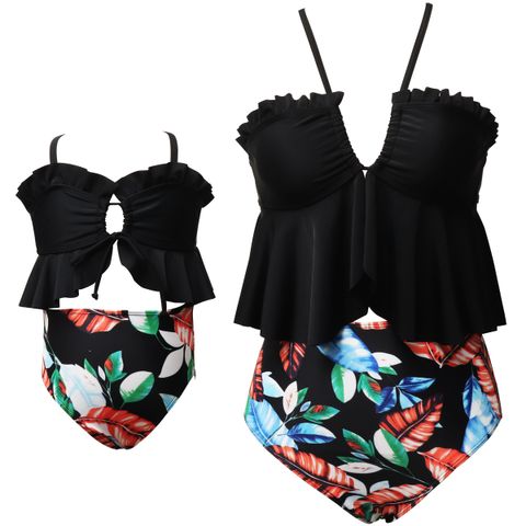 Mother&daughter Casual Modern Style Printing 2 Pieces Set Bikinis Swimwear