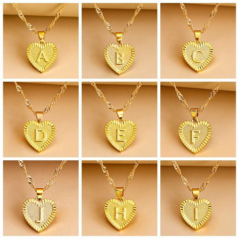 Simple Style Letter Heart Shape Alloy Plating Women's Pendant Necklace