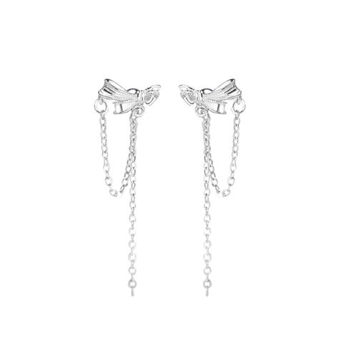 1 Pair Simple Style Bow Knot Tassel Plating Sterling Silver Drop Earrings