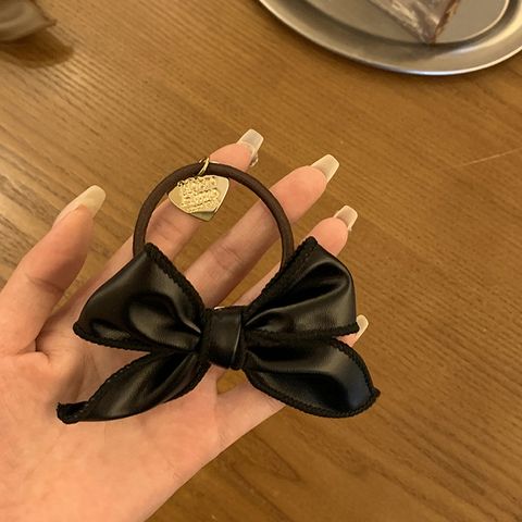 Women's Retro Bow Knot Pu Leather Hair Tie